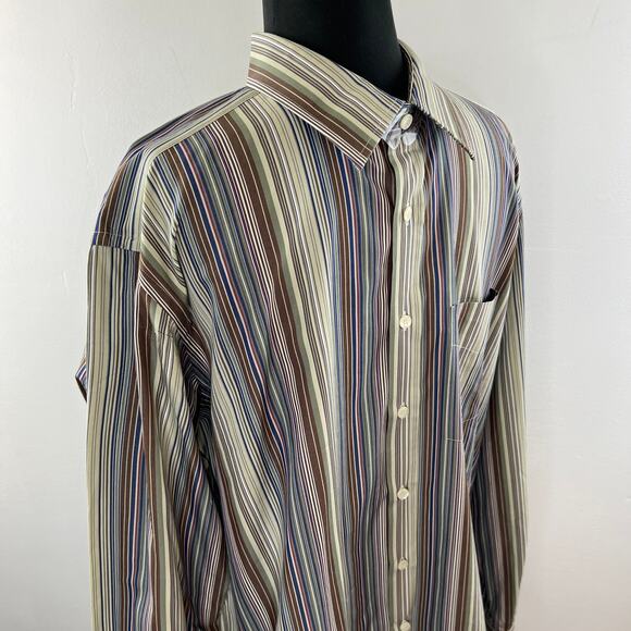 PAUL SMITH LONDON Multicolor Stripe Cotton Long Sleeve Button-Down Mens Shirt - Picture 5 of 9